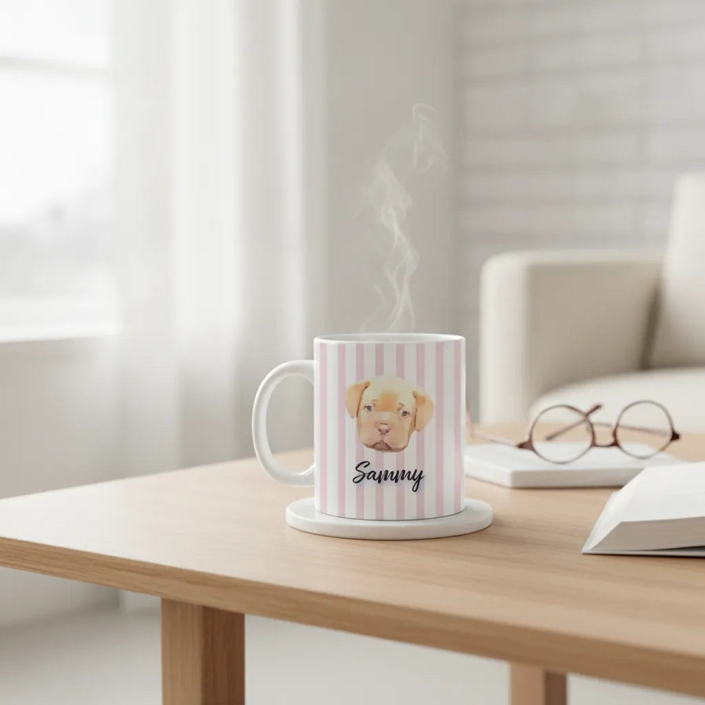 Personalized Watercolor Dog Face Cutout Mug