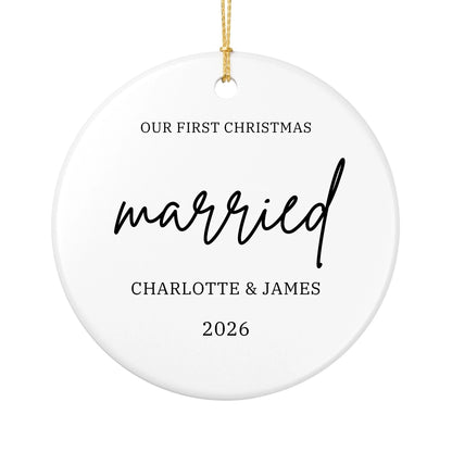 Personalized Our First Christmas Ornament | Ceramic Circle Ornament Design 2 | The Crafted Gift