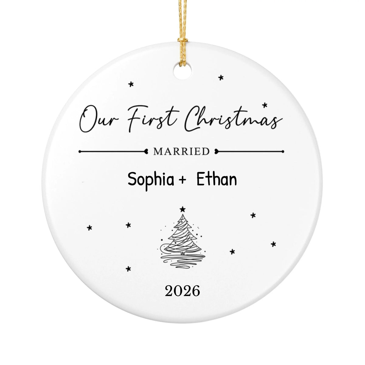 Personalized Our First Christmas Ornament | Ceramic Circle Ornament | The Crafted Gift