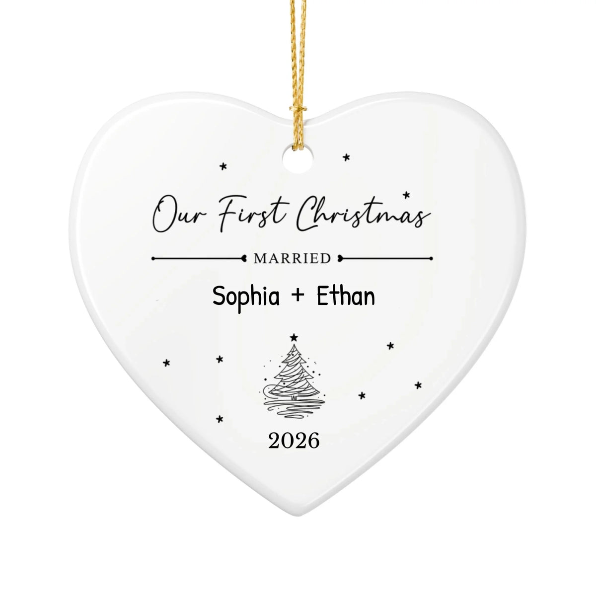 Personalized Our First Christmas Ornament | Ceramic Heart Ornament | The Crafted Gift