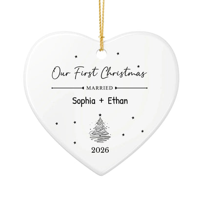 Personalized Our First Christmas Ornament | Ceramic Heart Ornament | The Crafted Gift