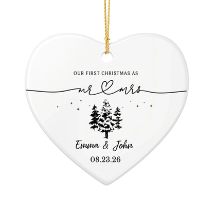 Personalized Our First Christmas Ornament | Ceramic Heart Ornament Design 2 | The Crafted Gift