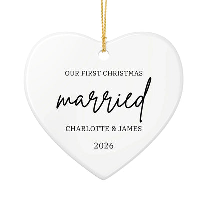 Personalized Our First Christmas Ornament | Ceramic Heart Ornament Design 3 | The Crafted Gift
