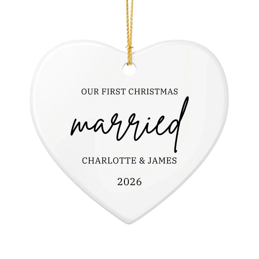 Personalized Our First Christmas Ornament | Ceramic Heart Ornament Design 3 | The Crafted Gift