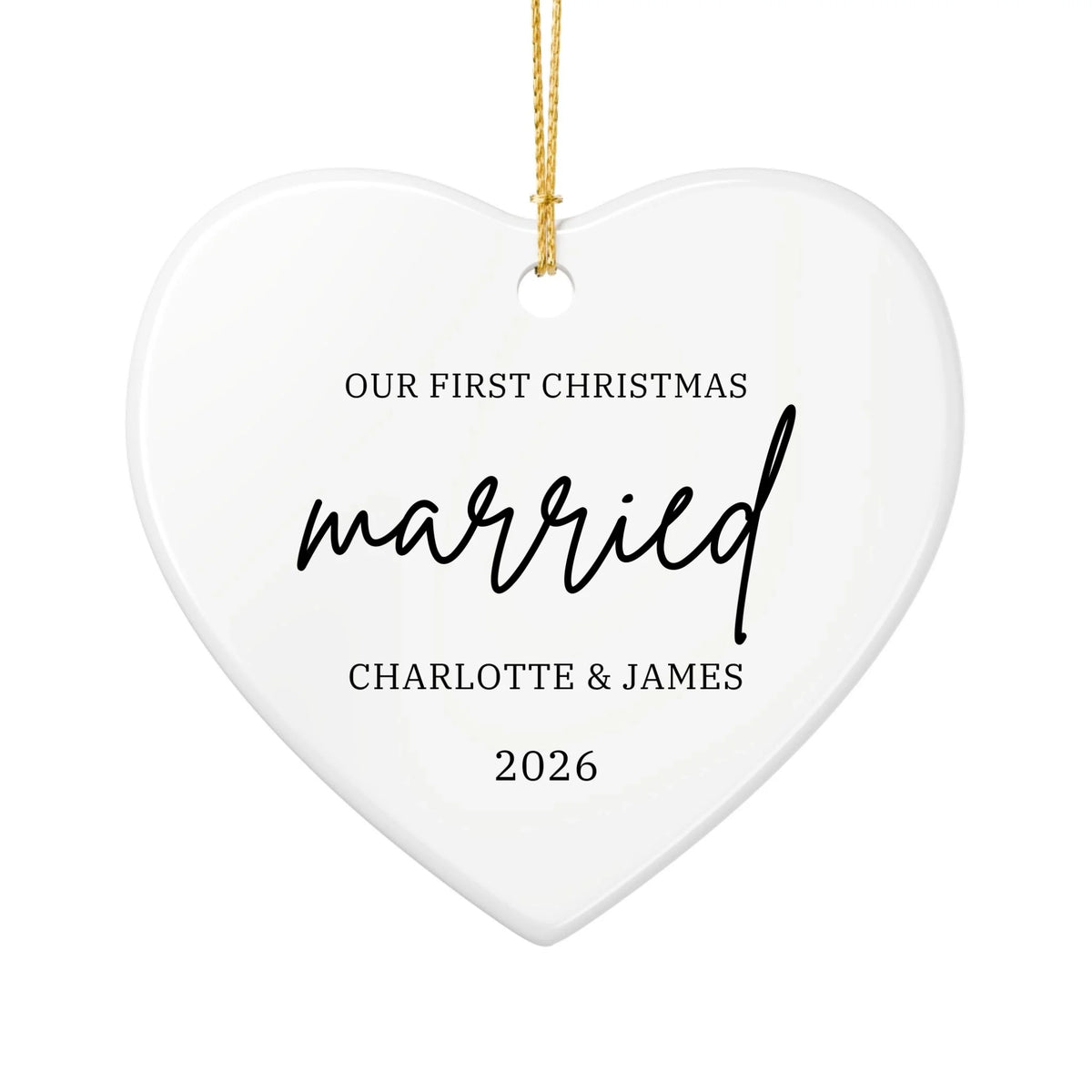 Personalized Our First Christmas Ornament | Ceramic Heart Ornament Design 3 | The Crafted Gift