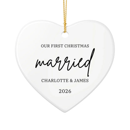 Personalized Our First Christmas Ornament | Ceramic Heart Ornament Design 3 | The Crafted Gift