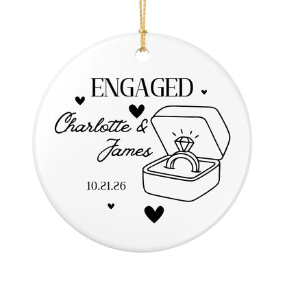 Personalized Engagement Christmas Ornament | Ceramic Circle Ornament | The Crafted Gift
