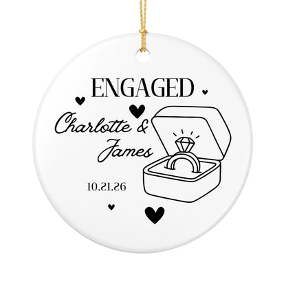 Personalized Engagement Christmas Ornament | Ceramic Circle Ornament | The Crafted Gift