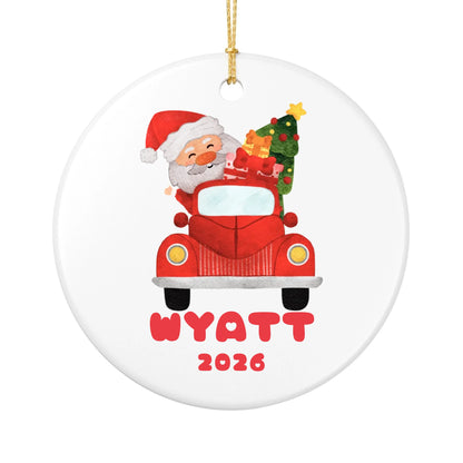 Personalized Baby's First Christmas Ornament | Ceramic Circle Ornament Design 3 | The Crafted Gift