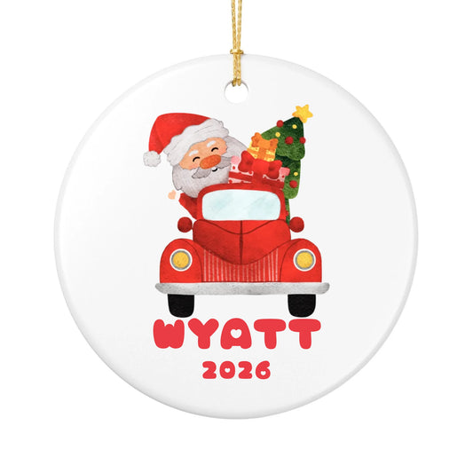 Personalized Baby's First Christmas Ornament | Ceramic Circle Ornament Design 3 | The Crafted Gift