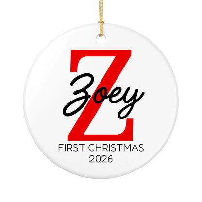 Personalized Baby's First Christmas Ornament | Ceramic Circle Ornament Design 4 | The Crafted Gift