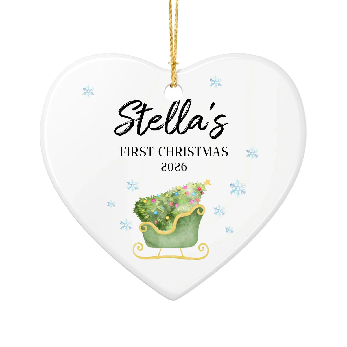Personalized Baby's First Christmas Ornament | Ceramic Heart Ornament Design 1 | The Crafted Gift