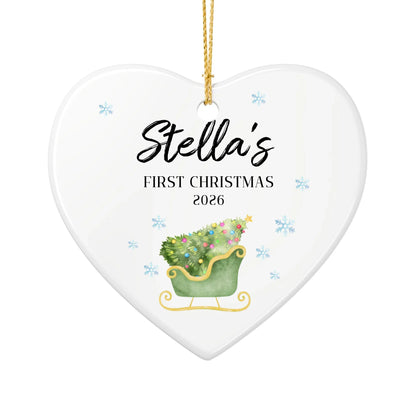 Personalized Baby's First Christmas Ornament | Ceramic Heart Ornament Design 1 | The Crafted Gift