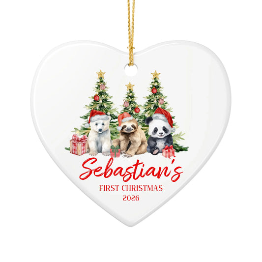 Personalized Baby's First Christmas Ornament | Ceramic Heart Ornament Design 2 | The Crafted Gift