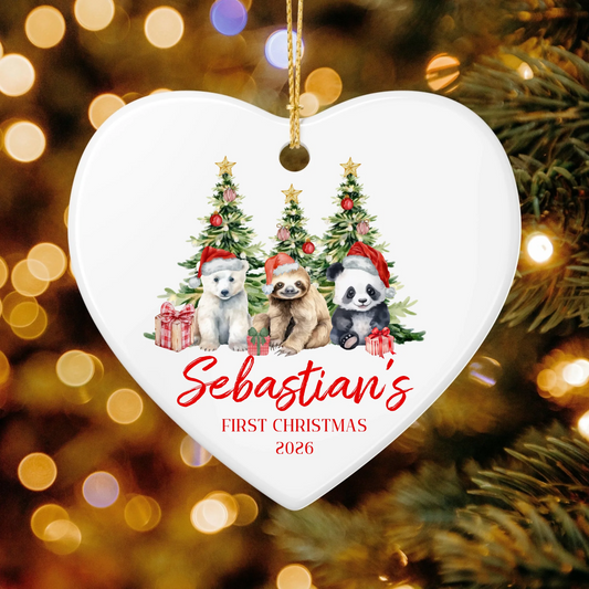 Personalized Baby's First Christmas Ornament | Ceramic Heart Ornament Design 2 | The Crafted Gift