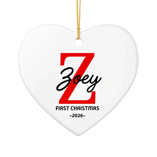 Personalized Baby's First Christmas Ornament | Ceramic Heart Ornament Design 4 | The Crafted Gift