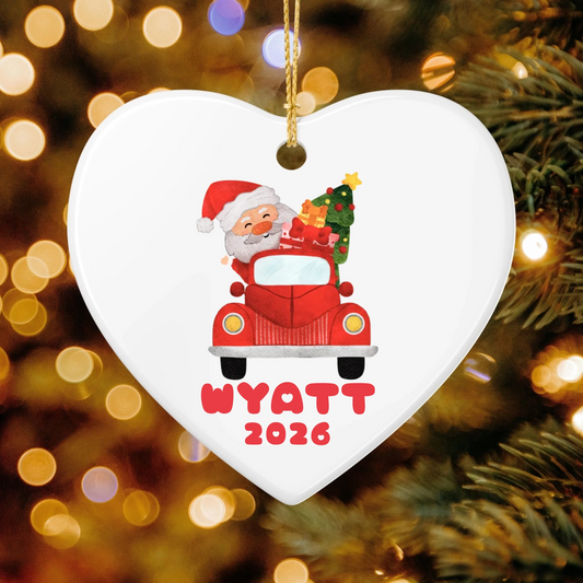 Personalized Baby's First Christmas Ornament | Ceramic Heart Ornament Design 3 | The Crafted Gift