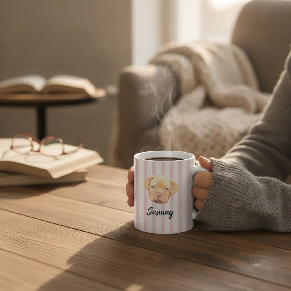 Personalized Watercolor Dog Face Cutout Mug