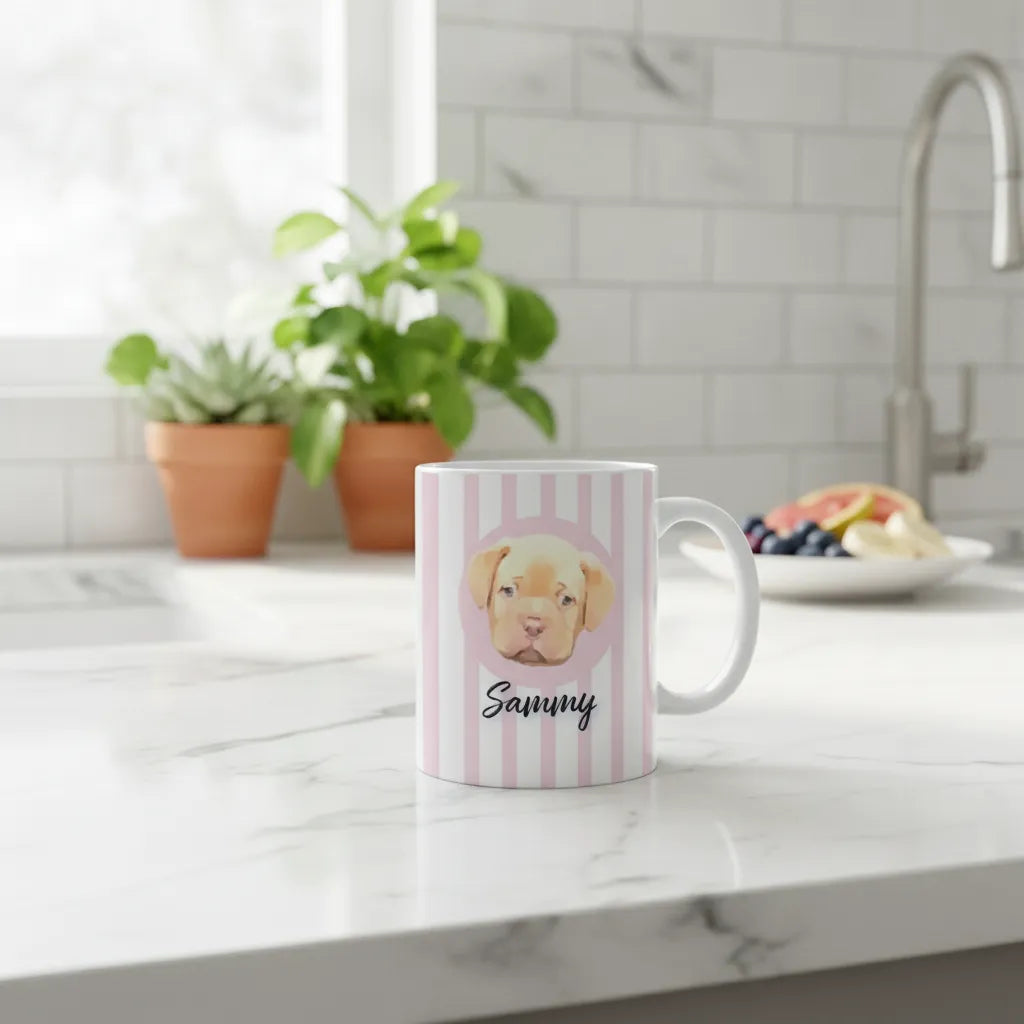 Personalized Watercolor Dog Face Cutout Mug