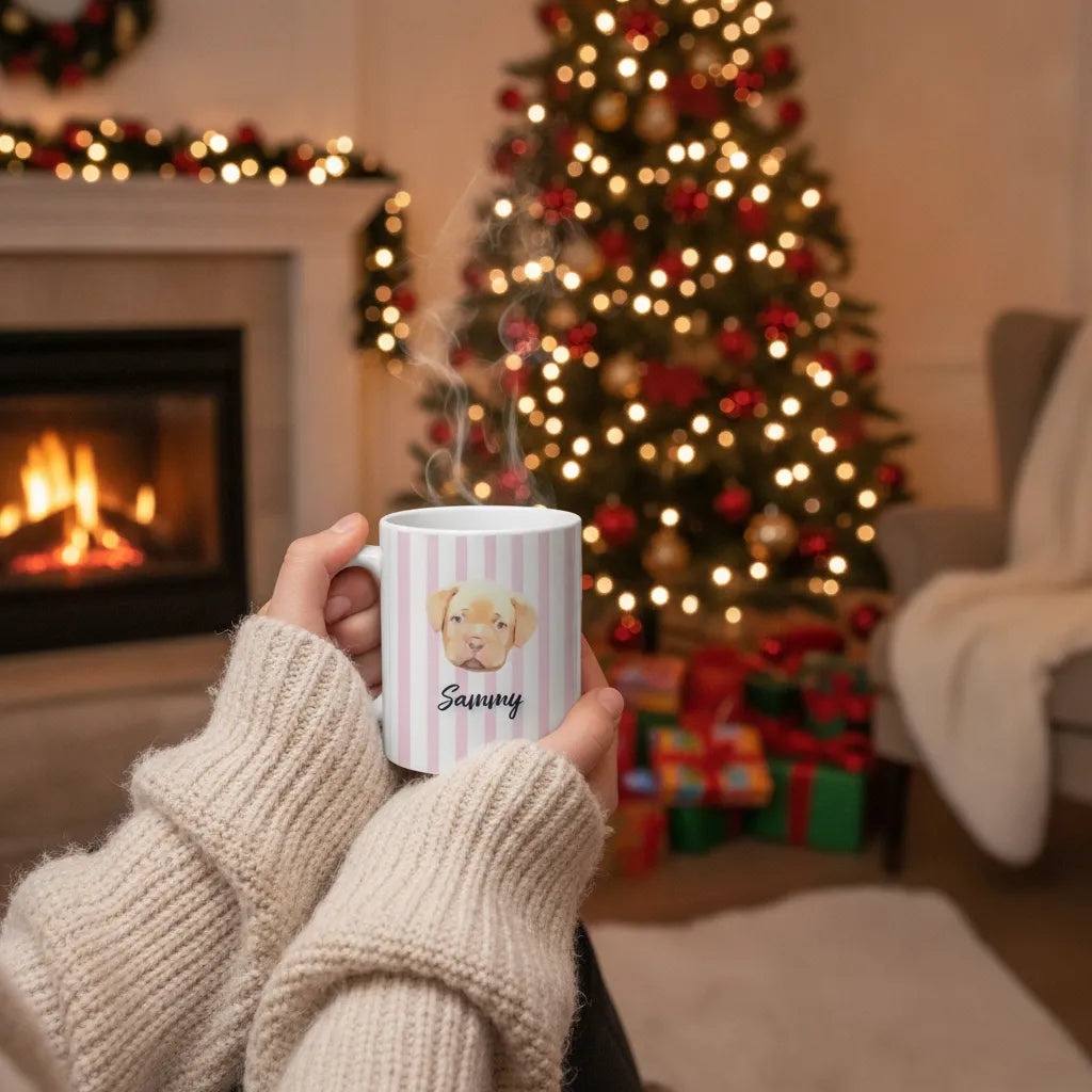 Personalized Watercolor Dog Face Cutout Mug