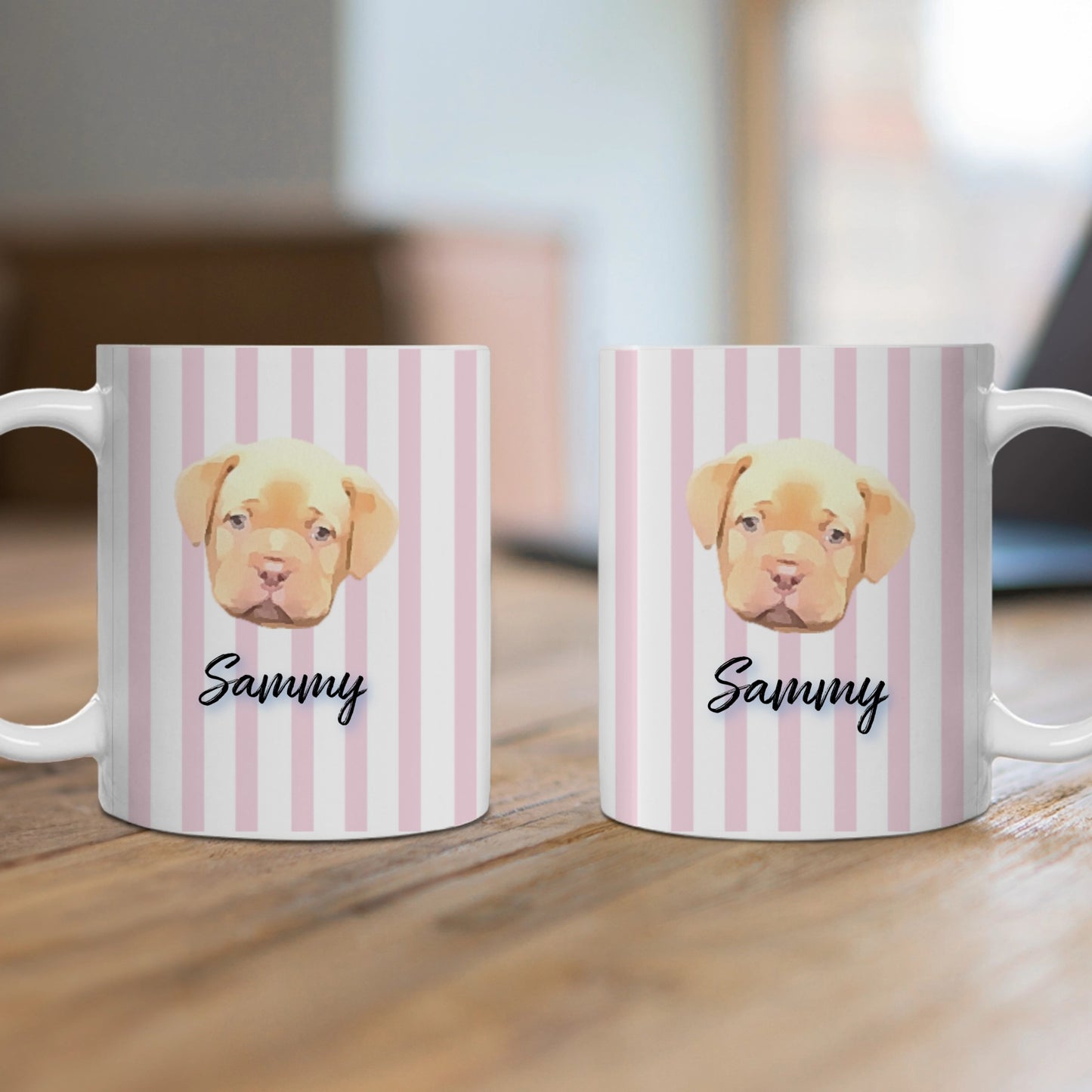 Personalized Watercolor Dog Face Cutout Mug